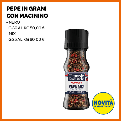 Pepe in grani con macinino