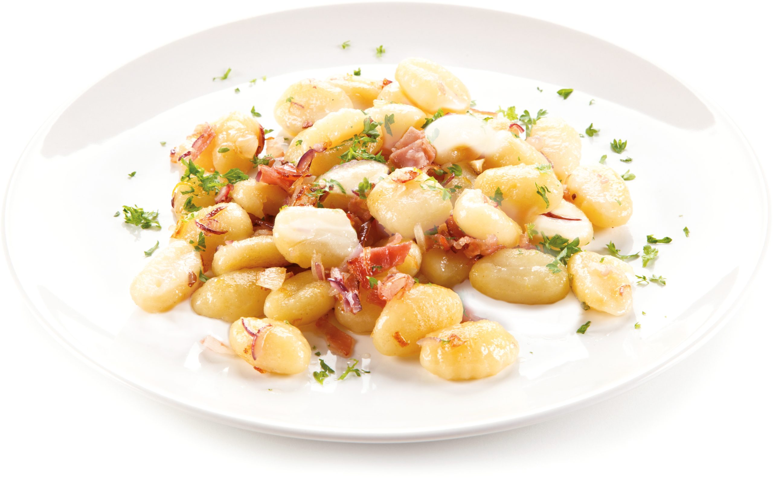 Gnocchi con brie e pancetta