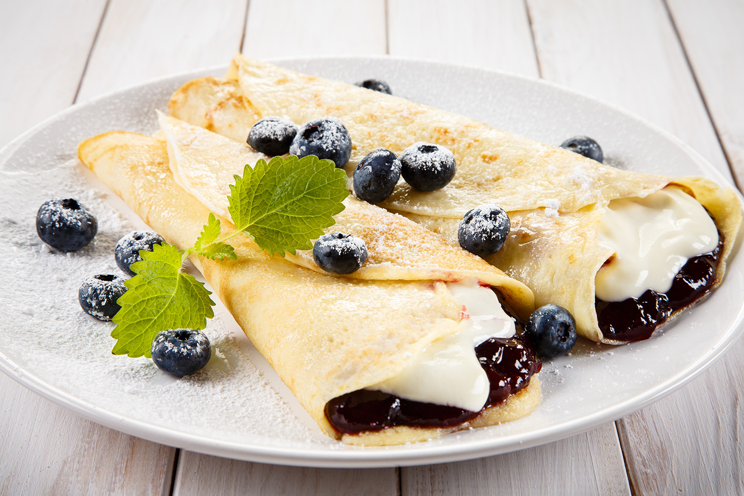 Crepes con ricotta e mirtilli